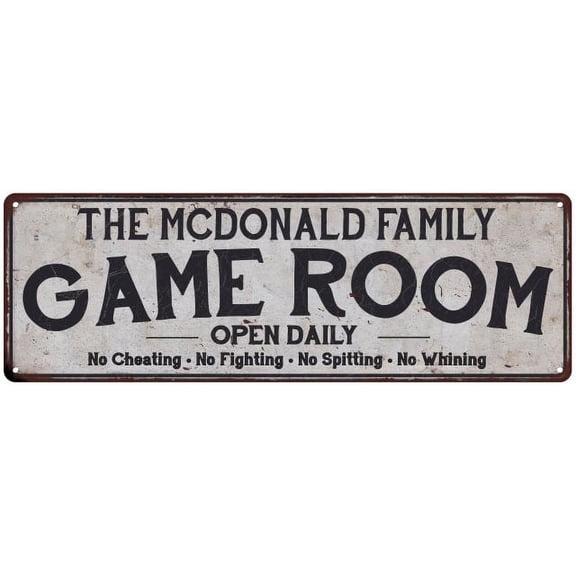 THE MCDONALD FAMILY Gift Game Room Country Metal 6x18 Sign 206180042844
