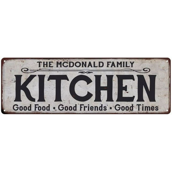 THE MCDONALD FAMILY KITCHEN Gift Chic Metal Sign 6x18 206180039128