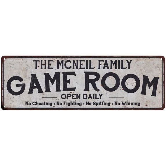 THE MCNEIL FAMILY Game Room Country Metal 8x24 Sign 108240042608