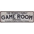 thumbnail image 1 of THE MENDEZ FAMILY Game Room Country Metal 8x24 Sign 108240042435, 1 of 1