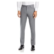 THE MENS STORE Mens Milano Gray Flat Front, Regular Fit Stretch Pants 32 Waist