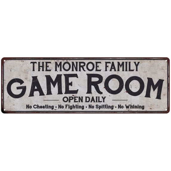 THE MONROE FAMILY Gift Game Room Country Metal 6x18 Sign 206180042515