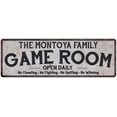 thumbnail image 1 of THE MONTOYA FAMILY Game Room Country Metal 6x18 Sign 106180042730, 1 of 1