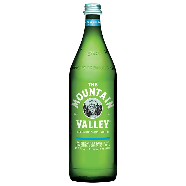 Mountain Valley Sparkling Water 1 Liter Glass Bottle - 12/Case