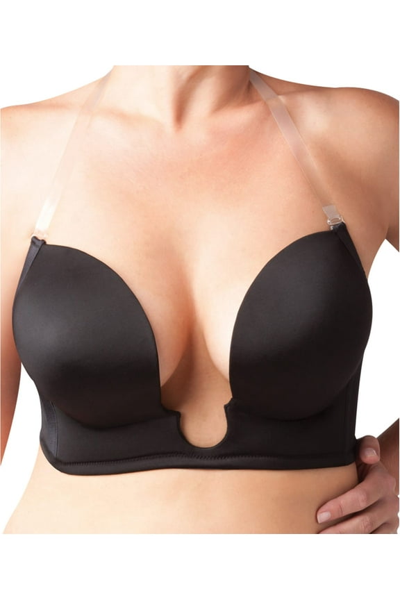 Black Full Figure U Plunge Wire-free Bra, US 11, NWOT
