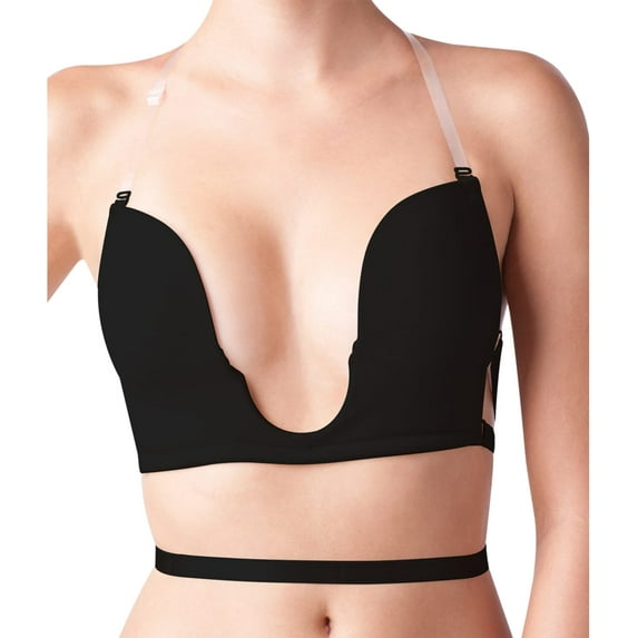 THE NATURAL Black Sexy U Plunge Bra , US 7, NWOT