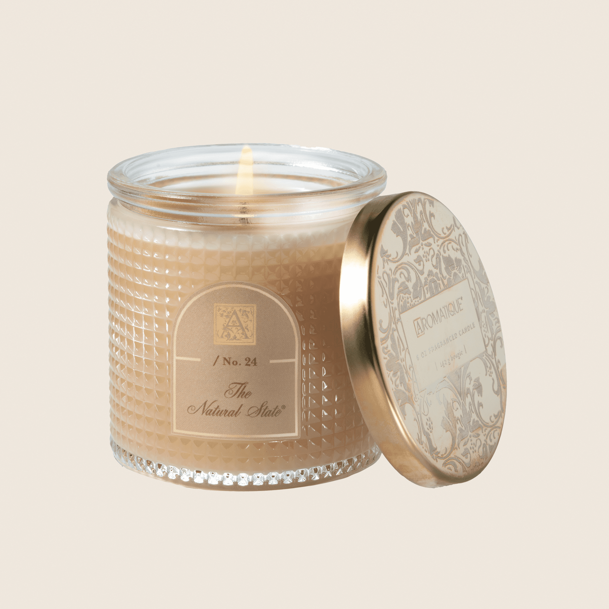 THE NATURAL STATE Aromatique Textured Glass Metal Lid 6 oz Scented Jar Candle