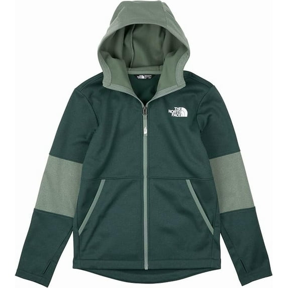 THE NORTH FACE Boys' Winter Warm Full Zip Hoodie, DKSGGN/LRLWRTGN, Medium