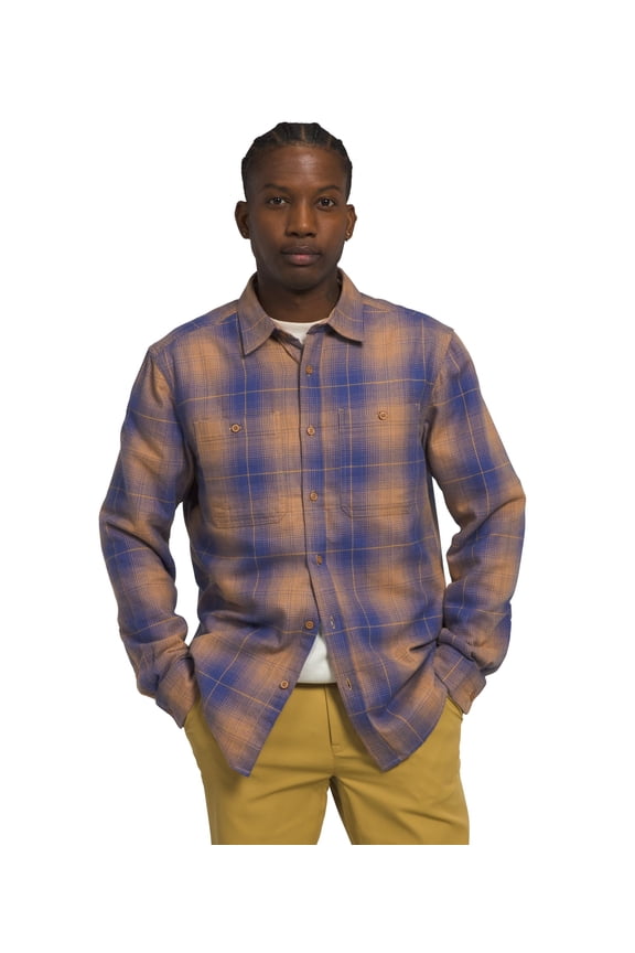 Men's Arroyo Long Sleeve Flannel Button-Down Shirt, Almond Butter Medium Half Dome Shadow Plaid, XX-Large
