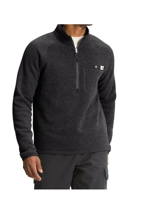 Men fit Long Sleeve Half Zip Sweater Small Black Solid