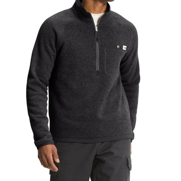 The North Face Men fit Long Sleeve Half Zip Sweater Small Black Solid