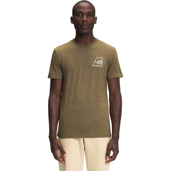 THE NORTH FACE Men's Short Sleeve Logo Marks Tri-Blend Tee, Military Olive Heather, Small