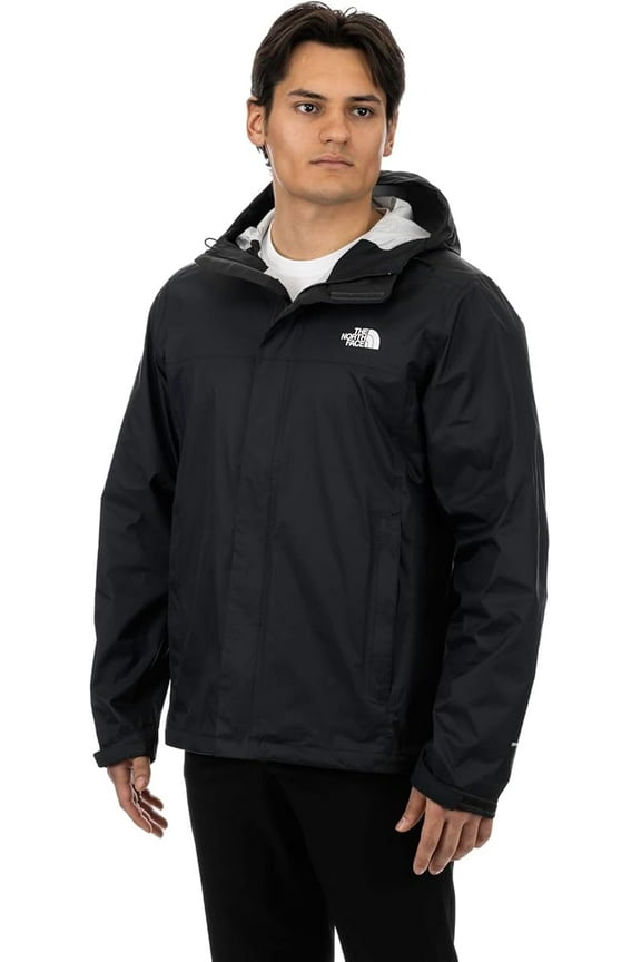 Mens Venture 2 Waterproof Hooded Rain Jacket, TNF Black, Medium