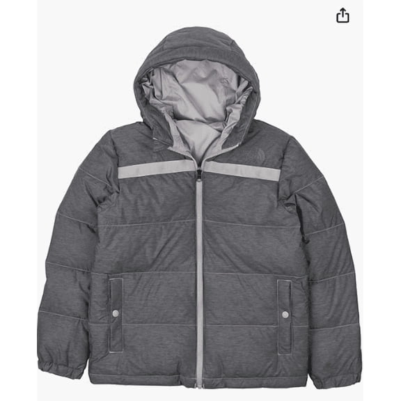 THE NORTH FACE Teen Forester Lowel Peak Reversible Down Insulated Jacket, TNF Medium Grey Heather, Large