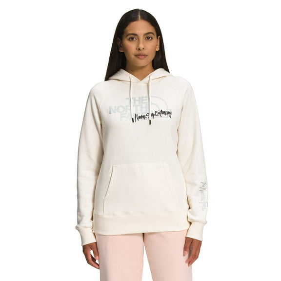 THE NORTH FACE Women's Graphic Injection Hoodie Standard and Plus Size, Gardenia White/Mtlcslvr, X-Large