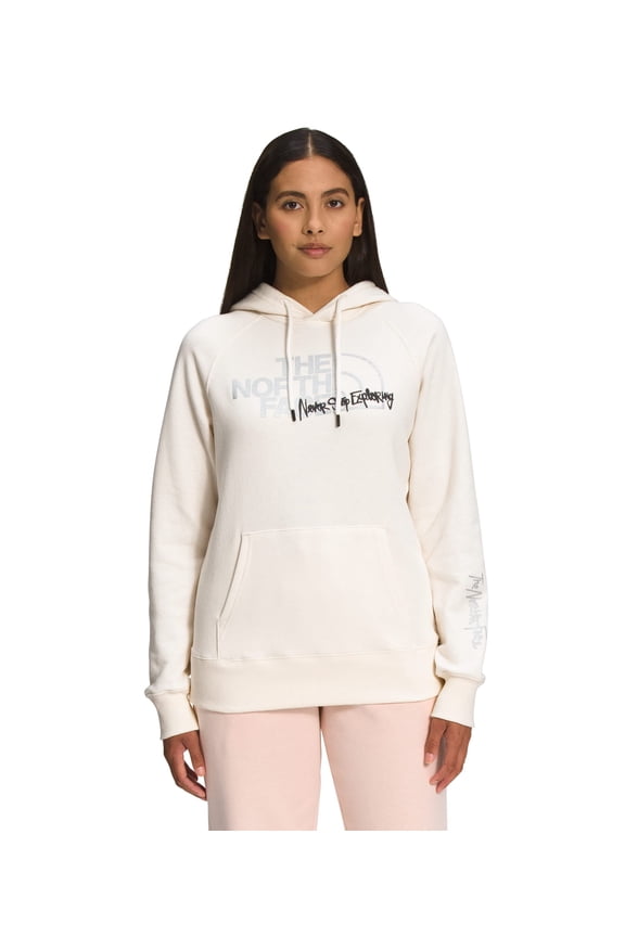Women's Graphic Injection Hoodie Standard and Plus Size, Gardenia White/Mtlcslvr, X-Large