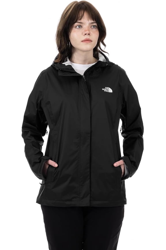 Womens Venture 2 Waterproof Hooded Rain Jacket (Standard ), TNF Black, X-Large