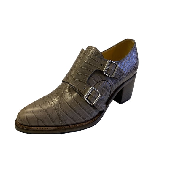 THE OFFICE OF ANGELA SCOTT Women's Mr. Colin Monkstraps, Taupe Croc, 7