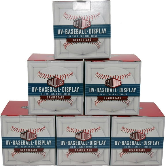 THE ORIGINAL BALLQUBE Grandstand Baseball Display with UV Protection (6 Pack)