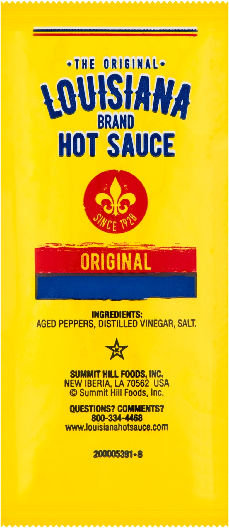 THE ORIGINAL LOUISIANA HOT SAUCE PACKETS 204/7G