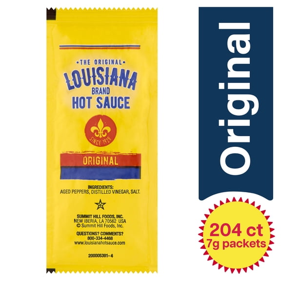 THE ORIGINAL LOUISIANA HOT SAUCE PACKETS 204/7G