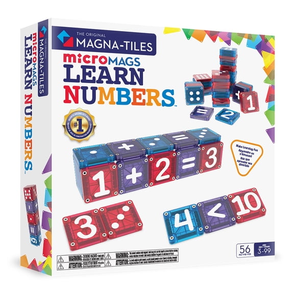 MAGNA-TILESĀ® microMAGS LEARN Numbers 56-Piece Magnetic Construction Set