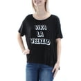 thumbnail image 1 of THE ORIGINAL RETRO BRAND Womens Black Viva Wknd Short Sleeve Top Size: S, 1 of 2