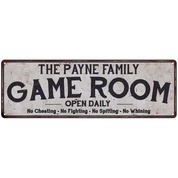 THE PAYNE FAMILY Gift Game Room Country Metal 6x18 Sign 206180042193
