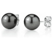 THE PEARL SOURCE 14K Gold 11-12mm AAAA Quality Round Tahitian South Sea Cultured Pearl Stud Earrings for Women