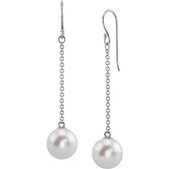 THE PEARL SOURCE 14K Gold 11-12mm Round Genuine Freshwater Cultured Pearl Sandra Earrings for Women