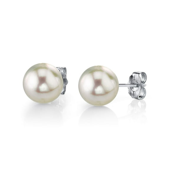 THE PEARL SOURCE 14K Gold 12-13mm AAA Quality Round White South Sea Cultured Pearl Stud Earrings for Women