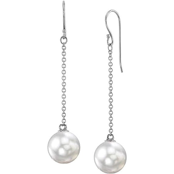 THE PEARL SOURCE 14K Gold 12-13mm Round Genuine White South Sea Cultured Pearl Sandra Earrings for Women