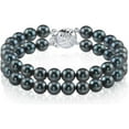 thumbnail image 1 of THE PEARL SOURCE 14K Gold 6.5-7mm AAA Quality Black Japanese Akoya Saltwater Cultured Pearl Double Strand Bracelet for Women, 1 of 1