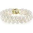thumbnail image 1 of THE PEARL SOURCE 14K Gold 6-7mm AAAA Quality Round White Freshwater Cultured Pearl Double Strand Bracelet for Women, 1 of 1