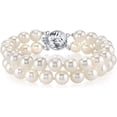 thumbnail image 1 of THE PEARL SOURCE 14K Gold 7-8mm AAA Quality Round White Freshwater Cultured Pearl Double Strand Bracelet for Women, 1 of 1
