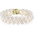 thumbnail image 1 of THE PEARL SOURCE 14K Gold 7-8mm AAA Quality Round White Freshwater Cultured Pearl Double Strand Bracelet for Women, 1 of 1
