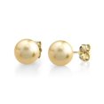 thumbnail image 1 of THE PEARL SOURCE 14K Gold Round 11mm Golden South Sea Cultured Pearl Stud Earrings for Women, 1 of 5
