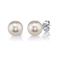 thumbnail image 1 of THE PEARL SOURCE Round White Freshwater Real Pearl Earrings in AAAA Quality for Women - 14k Gold Stud Earrings | Hypoallergenic Earrings with Genuine Cultured Pearls, 7.0-7.5mm, 1 of 5