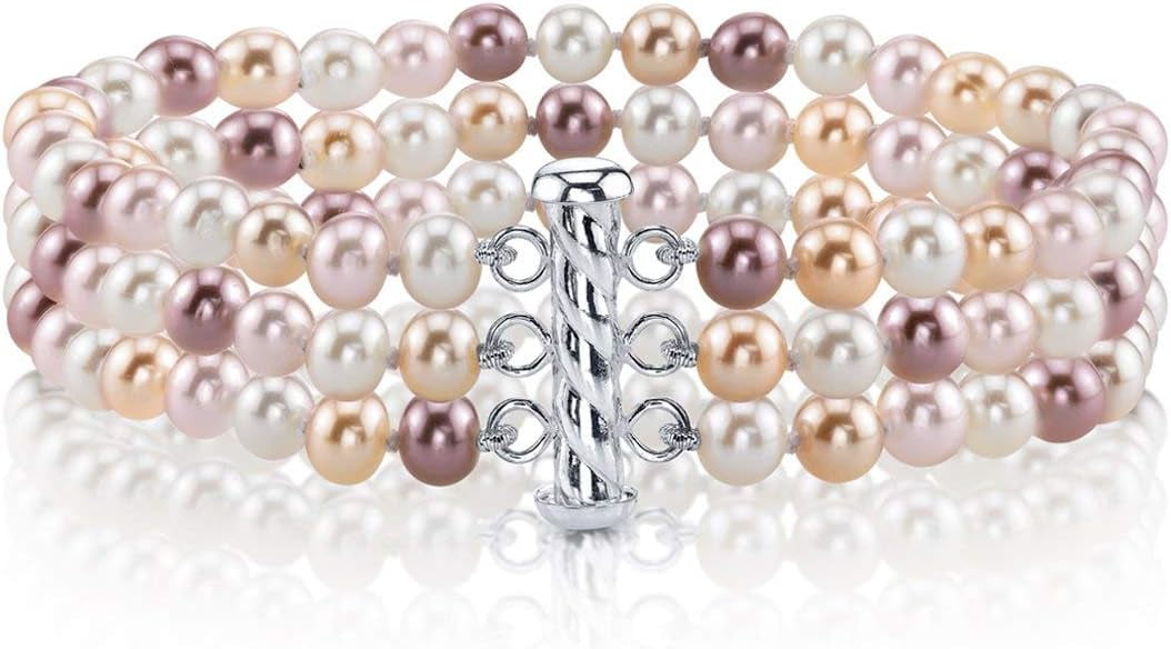 THE PEARL SOURCE Sterling Silver 7-8mm AAA Quality Round Pink Freshwat THE PEARL SOURCE Sterling Silver 6-7mm AAAA Quality Round