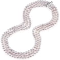 thumbnail image 1 of THE PEARL SOURCE Sterling Silver 7-8mm AAAA Quality Round Pink Freshwater Cultured Pearl Triple Strand Necklace for Women in 17-19" Princess Length, 1 of 1