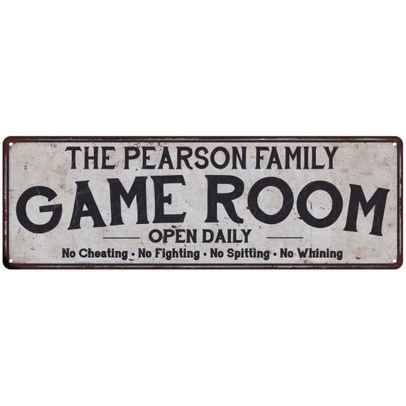 THE PEARSON FAMILY Game Room Country Metal 6x18 Sign 106180042676