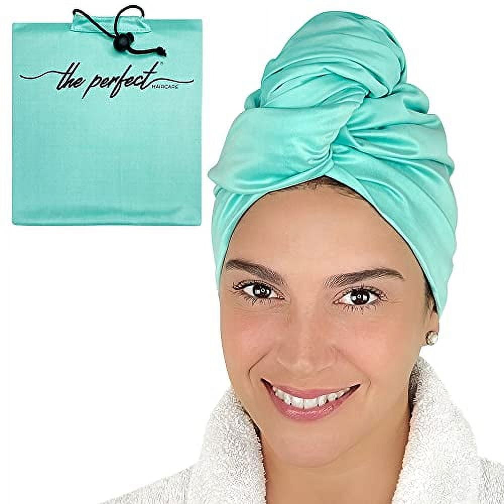 THE PERFECT HAIRCARE Microfiber Hair Towel Wrap for Women Absorbent Quick Drying Turban for Wet Curly and Long Hair for Women Girls and Kids Anti Frizz Aquamarine Walmart