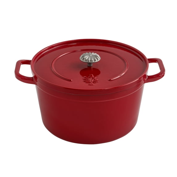 The Pioneer Woman 7-Quart Enameled Cast Iron Dutch Oven with Lid, Red