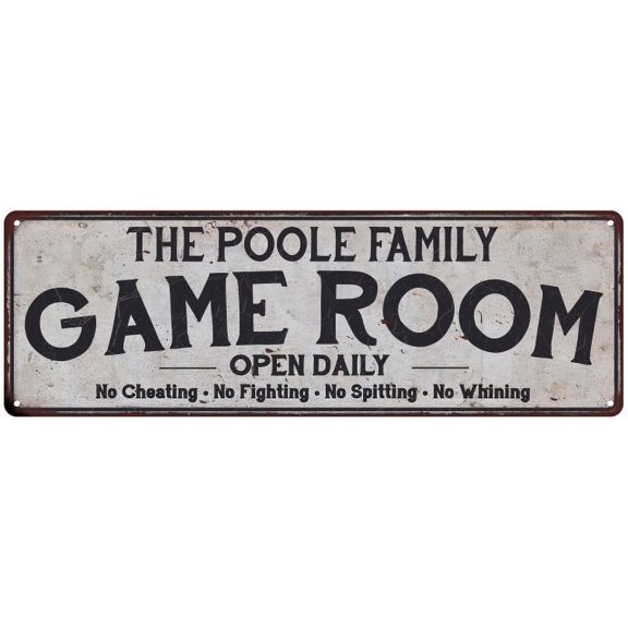 THE POOLE FAMILY Game Room Country Metal 8x24 Sign 108240042267