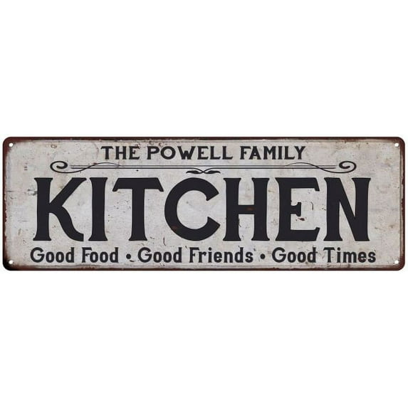 THE POWELL FAMILY KITCHEN Gift Chic Metal Sign 6x18 206180039092