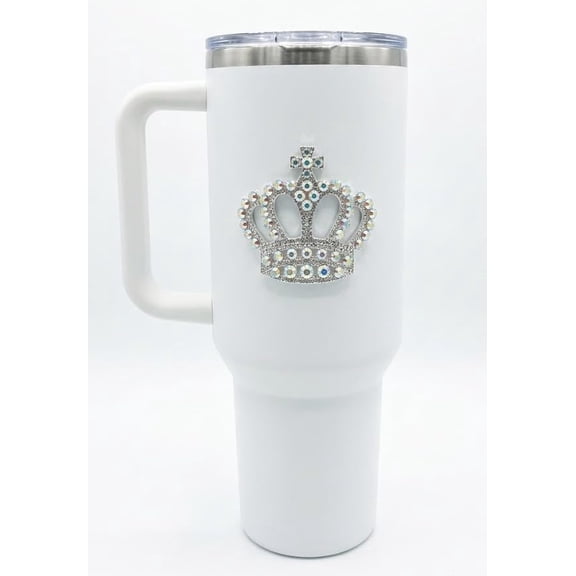 THE QUEENS' JEWELS Crown Jeweled 40 oz. Tumbler - Unique Gift for Women, Birthday, Cute, Fun, Not Painted, Decorated, Bling, Bedazzled, Rhinestone