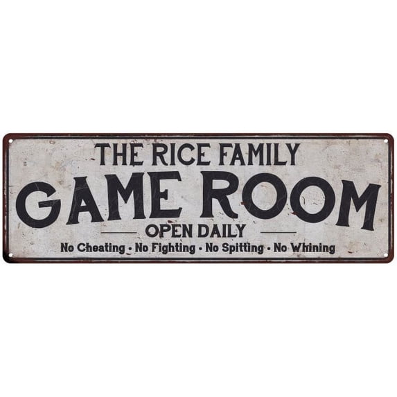 THE RICE FAMILY Game Room Country Metal 6x18 Sign 106180042040