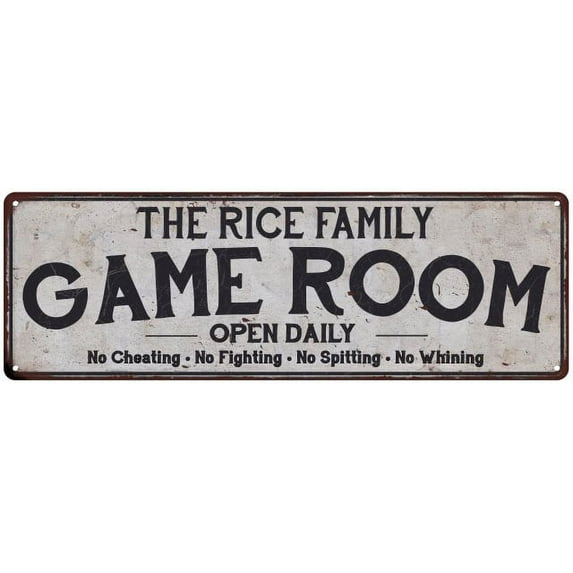 THE RICE FAMILY Gift Game Room Country Metal 6x18 Sign 206180042040