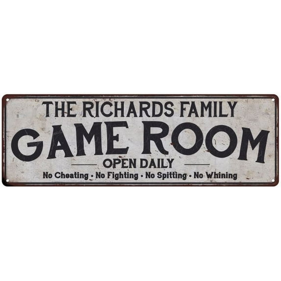 THE RICHARDS FAMILY Game Room Country Metal 6x18 Sign 106180042851