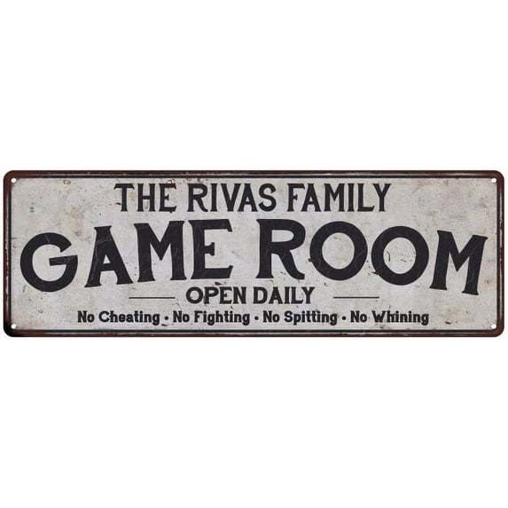 THE RIVAS FAMILY Game Room Country Metal 6x18 Sign 106180042269
